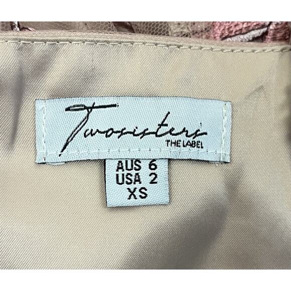 Twosisters the Label Saskia Floral Embroidery Dress Rose High Low Size 2 - Picture 9 of 10